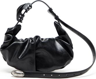 Diesel Grab-D-Small scruched hobo bag - Shoulder Bags - Woman - Black