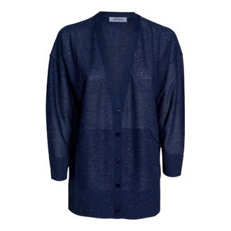KANGRA Cardigans, female, Blue, Size: XS V-neck Cardigan