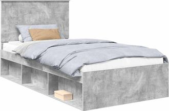vidaXL Estructura De Cama Con Cabecera Gris Concreto 100 X 200 Cm Vidaxl