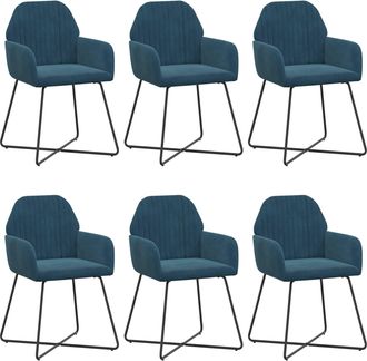 vidaXL Sillas De Comedor 6 Uds. Terciopelo Azul 55 X 50 X 84 Cm Vidaxl