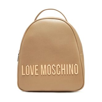 Moschino Backpacks, female, Beige, Size: ONE SIZE Logo Lettering Backpack