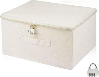 OEM Caja Con Cerradura - Caja De Almacenamiento Para Ropa Y Juguetes - Tela Con Tapa (beige, 40 X 30 X 21 Cm)