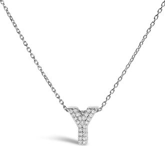 House of Brilliance 10K Gold Diamond Accent A-Z Initial Bubble Pendant Necklace