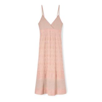 Motivi Lang patroon lurex gebreide jurk - Dames - Casual kleedjes - Roze - L - Polyester - Kleedjes