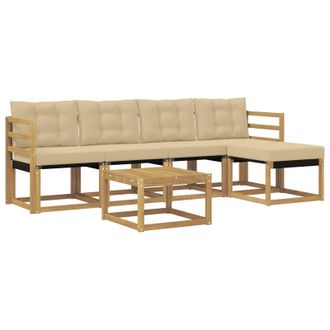 vidaXL Conjunto De Sof&aacute;s De Exterior Con Coj&iacute;n 6 Pcs Y Beige Vidaxl