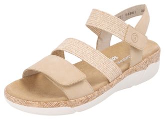 Remonte Keilsandalette REMONTE, Damen, Gr. 36, beige (natur), Bast, Lederimitat, Schuhe Keilsandalette, Riemchensandale, Bequemschuh, Sommerschuh mit Soft-Fus