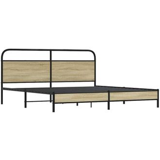 vidaXL Metal Bed Frame without Mattress Sonoma Oak 200x200 cm Vidaxl