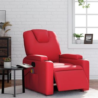 vidaXL Vidaxl - Sill&oacute;n De Masaje Reclinable El&eacute;ctrico De Cuero Artificial Rojo