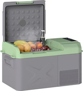 OUTSUNNY Nevera Port&aacute;til El&eacute;ctrica 17,4l Refrigerador De Coche 12v-220v Con Compresor Luz Led Pantalla Digital Modos Eco Y Max De -20&deg; A +20&deg; Gris