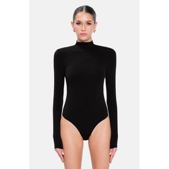 OW Collection LEXI Turtleneck Bodysuit in Black at Nordstrom, Size X-Small