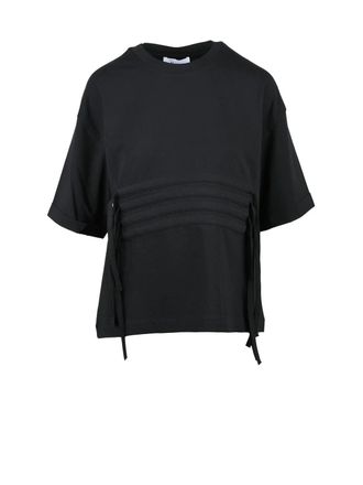 Alpha Studio Black Cotton Elastane Stretch T-shirt