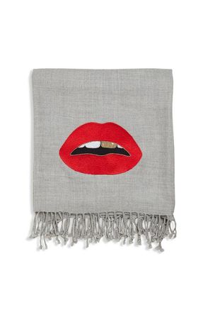 Jonathan Adler Lips Embellished Throw in Grey at Nordstrom