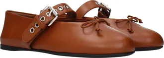Miu Miu Womens Brown Leather Ballet Flats