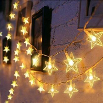 OEM Guirnalda De Luces Con Forma De Estrella, 10 M, 80 Luces Led Decorativas, Decoraci&oacute;n Para Exteriores, Jard&iacute;n E Interiores Para Navidad, Bodas Y Fiesta