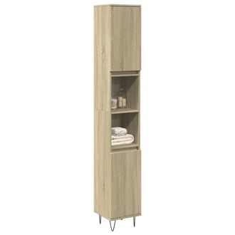 Berkfield Home Bathroom Cabinet Sonoma Oak 30x30x190cm Engineered Wood in Brown | Size: 30 x 30 x 190 cm