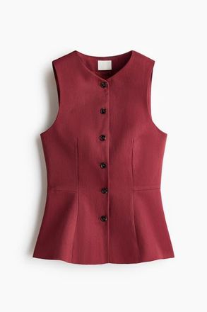 H&M Peplum Waistcoat in Dark Red at Nordstrom, Size Xx-Large