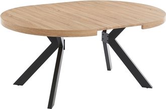 Vente-Unique Mesa de comedor extensible 4 a 8 comensales de MDF y acero - Natural y negro - KOMONI