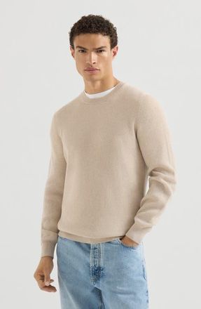 Brunello Cucinelli Cashmere English rib sweater in Sand at Nordstrom, Size 56