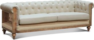 PIB Sof&aacute; Chesterfield de 3 plazas en lino beige