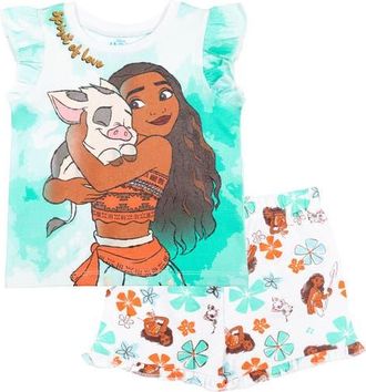 Disney Princess T-Shirt & French Terry Shorts Set in Moana Blue at Nordstrom, Size 18M