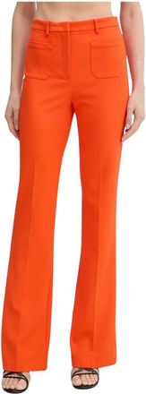 Patrizia Pepe Flared Broeken - Dames - Wijde Broeken - Oranje - S - Leer - Broeken