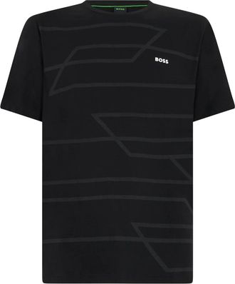 HUGO BOSS Camiseta de algod&oacute;n peinado con estampado melange - Tops - Hombre - Negro - 2XL