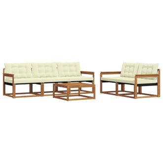 vidaXL Conjunto De Sof&aacute;s De Exterior Con Coj&iacute;n 6 Pcs Natural Y Crema Vidaxl