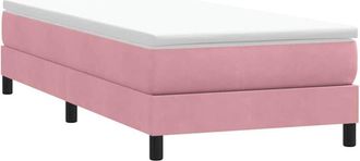 vidaXL Cama Box Spring Sin Colch&oacute;n Rosa Terciopelo 90x220 Cm Vidaxl