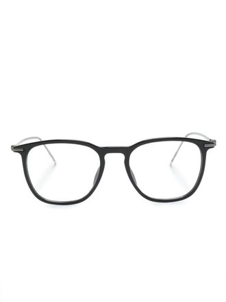BOSS logo-engraved squared-frame glasses - unisex - Acetate - One Size - Black