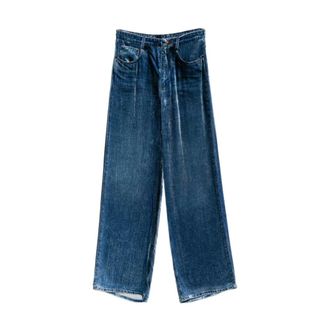 Pierre-Louis Mascia Velvet Wide-Leg Trousers - female - Pierre-Louis Mascia - Wide Jeans - Blue - XS - Jeans