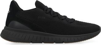 HUGO BOSS Hugo, Sneakers, male, Black, Size: 8 US Fabric low-top sneakers with suede inserts