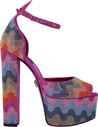 Philipp Plein Crystal Platform Sandalen Hi-Heels Waves - Dames - Sandalen met hakken - Veelkleurig - 36 EU - Leer - Schoenen