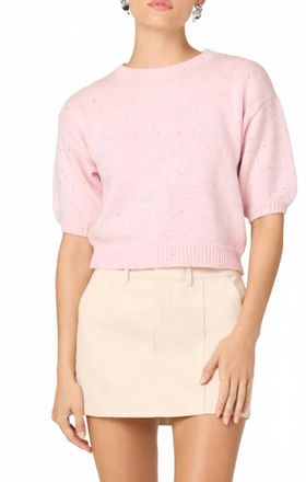 Astr Colette Puff Sleeve Sweater In Pink
