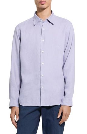 Theory Irving Solid Linen Button-Up Shirt in Gray Lilac at Nordstrom, Size Xx-Large