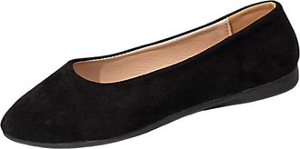 Generic Womens Flat Shoes Pointed Toe Casual Ballet Pumps Solid Color Stylish Lightweight Anti-Slip Comfortable Slip On Ballerina Flat Shoes Work Leisure Blac