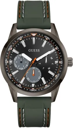 Guess Peak Multifunction Silicone Strap Watch, 44mm in Green at Nordstrom