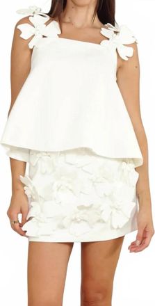 Zero Degrees Celsius 3D Floral Strap Top In White