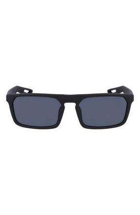 Nike NV03 55mm Rectangular Sunglasses in Matte Black/Dark Grey at Nordstrom Rack