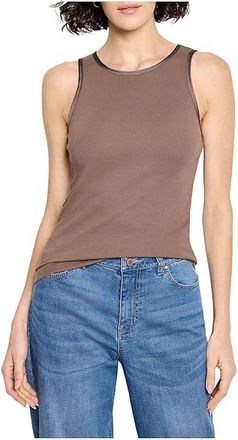 Nic+Zoe Trimmed Perfect Knit Ribbed Tank Top Womens Clothing Cocoa : XL (US 16-18), Cotton/Modal/Spandex