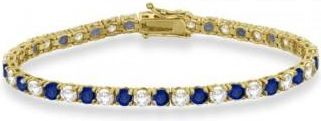 Allurez Alternating Diamond & Blue Sapphire Eternity Bracelet 14K Yellow Gold (11.87ct)