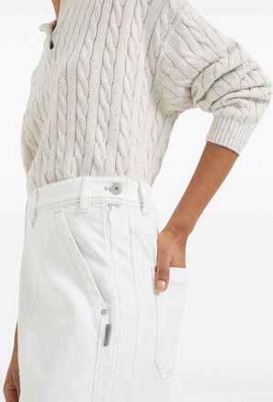Brunello Cucinelli Cotton Straight Skirt - White