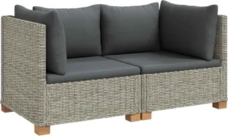 vidaXL 2 Uds. Conjunto De Lounge De Rat&aacute;n Con Cojines Gendt Gris Kubu Vidaxl