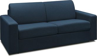 Vente-Unique Sof&aacute; cama de 3 plazas de tela tipo italiano azul noche COGLIO