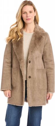 Karen Kane Trinity Faux Fur Coat In Taupe