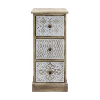 Mobili Rebecca Mobili Rebecca - Rebecca Mobili Mesita 3 Cajones Madera Beige Blanco Retro Ahorro Espacio 63x29x25