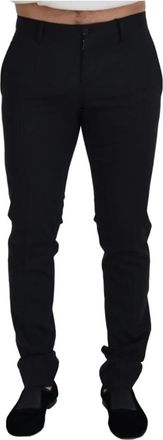 Dolce & Gabbana Chino Formele Broek - Heren - Nette broeken - Zwart - S - Wol - Broeken