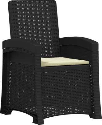 vidaXL Sill&oacute;n De Jard&iacute;n Reclinable Imitaci&oacute;n Rat&aacute;n Antracita Y Crema Vidaxl
