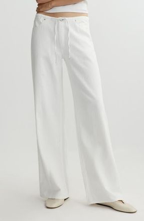DL1961 Sienna Aura Drawstring Low Rise Relaxed Wide Leg Jeans in White Aura at Nordstrom, Size 31
