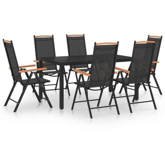vidaXL Juego De Comedor Para Jard&iacute;n De 7 Piezas Aluminio Negro Vidaxl