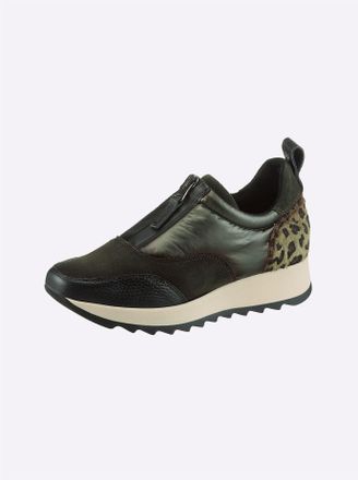 Heine Sneaker HEINE, Damen, Gr. 36, gr&uuml;n (khaki, oliv, gemustert), Glattleder, Leder, Rindsleder, Synthetik, Schuhe Sneaker